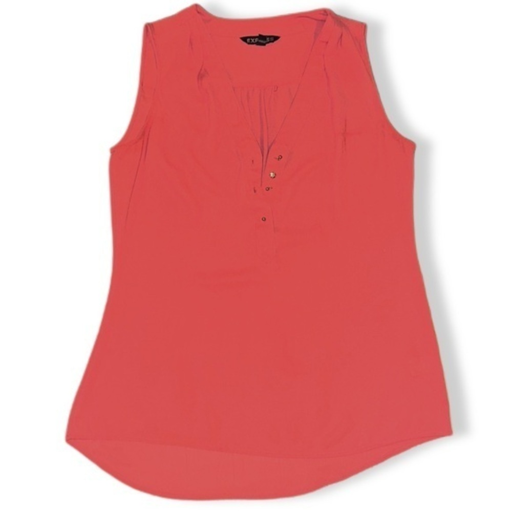 Express Coral Sleeveless Henley Tank Top